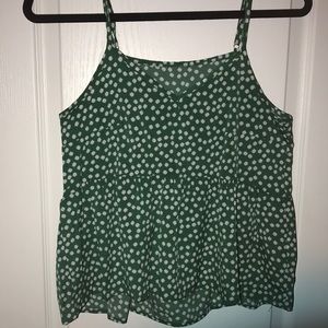 Green floral tank top